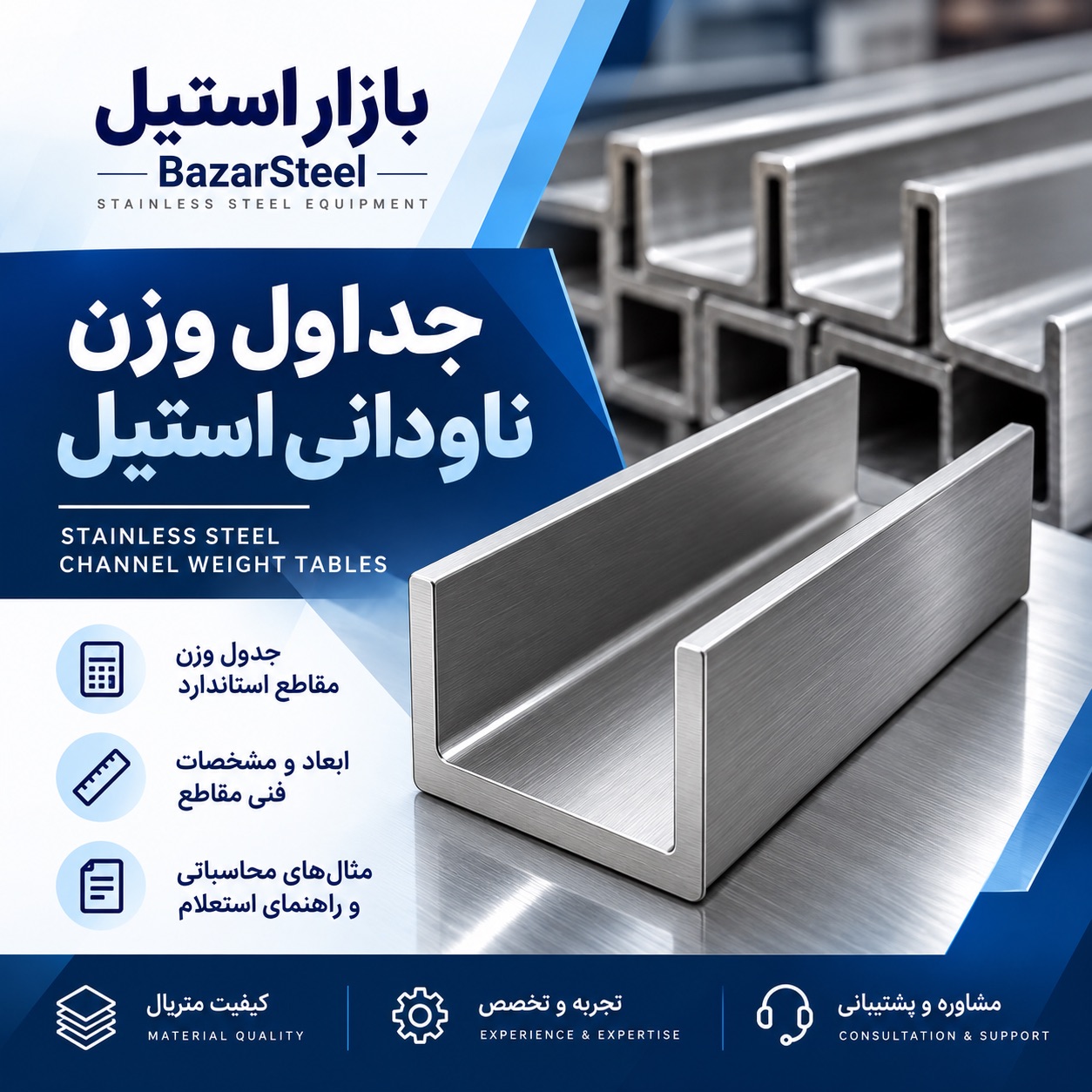 جدول وزنی ناودانی استیل