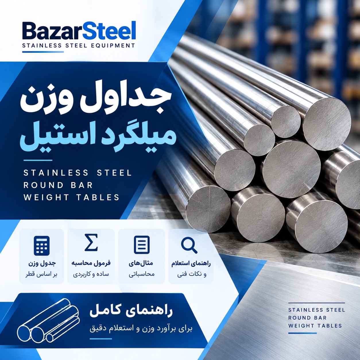 جدول وزنی میلگرد استیل